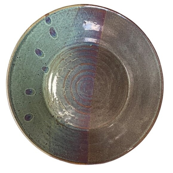Handmade Artist Signed Ceramic Centerpiece Bowl Earthy Glaze possible flaw PICS - Picture 1 of 12